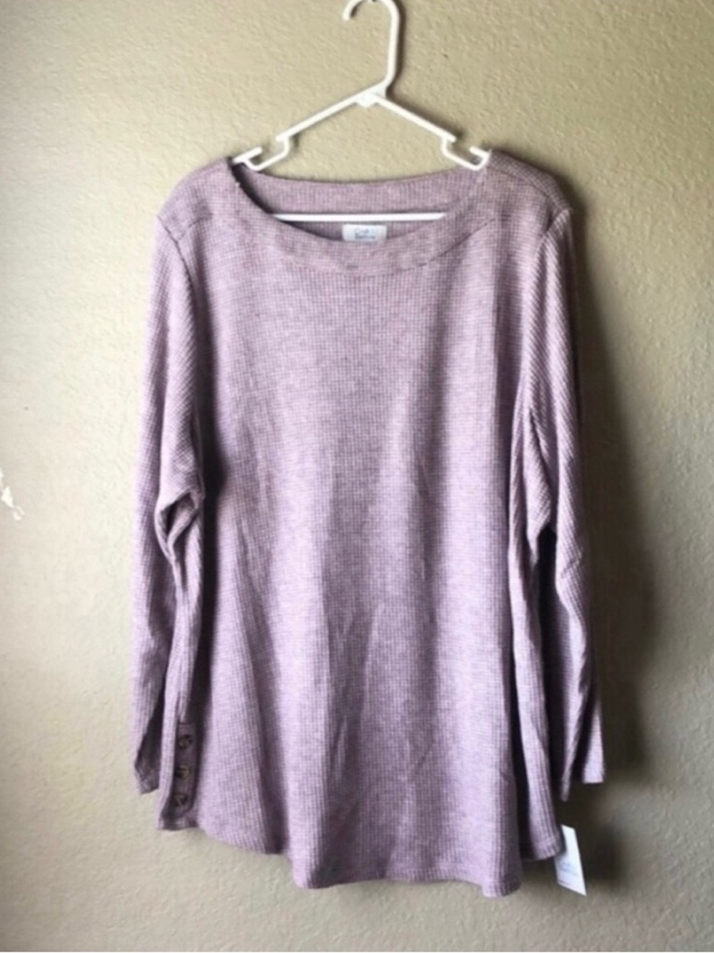 New Croft & Barrow Light Purple Waffle Knit Long Sleeve Shirt Top Women’s Sz 2X